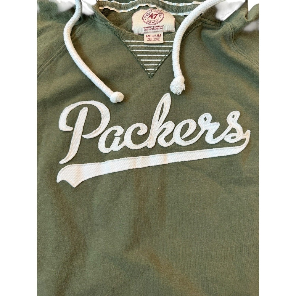 47 Brand Green Bay Packers Hoodie Womens Medium Green Script Pullover Sweatshirt - Picture 6 of 7